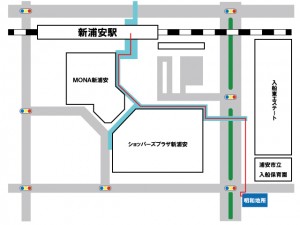 赤い線が今回ご紹介するコースです。