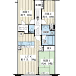 70.49㎡の3LDK。東向き。室内きれいにお使いです。 (間取)