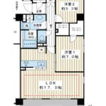 68.78㎡の2LDK角部屋。収納豊富で広々としたLDKが魅力です。 (間取)