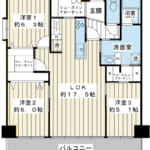 【角部屋】85.82㎡のゆとり。8.7m超ワイドスパンで陽光豊かな住空間。2WAYキッチン・3WAY洗面室が動線をスムーズに。 (間取)