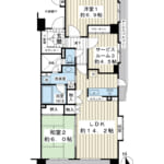 明るい南西向きのリビング。通風に配慮された開放感ある間取りです。 (間取)