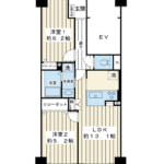 南東向きの明るいLDKは約13.1帖。2026年2月に水回りも刷新されるリノベーション物件です。 (間取)