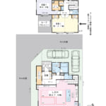 2019年7月築。139.04㎡の余裕がある邸宅。パナソニックホームズ施工。南西・北西角地で日当たりを確保。カースペース2台分や電動シャッターなど、生活を支える設備が整います。 (間取) 2019年7月築。139.04㎡の余裕がある邸宅。パナソニックホームズ施工。南西・北西角地で日当たりを確保。カースペース2台分や電動シャッターなど、生活を支える設備が整います。 (間取)