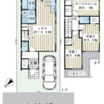 LDK約14.2帖、全居室5.6帖以上のゆとりある設計。敷地内には乗用車1台分のカースペースを確保(要サイズ確認)。 (間取) LDK約14.2帖、全居室5.6帖以上のゆとりある設計。敷地内には乗用車1台分のカースペースを確保(要サイズ確認)。 (間取)