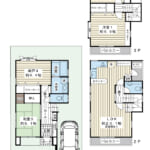 20帖超の広々とした2階リビングが魅力。全室6.1帖以上の個室を確保した、ゆとりある3階建て住宅。 (間取)