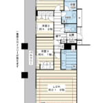 100㎡超の3LDK角住戸。29階プレミアム階につき、最大天井高2.9mの開放感を堪能できます。 (間取) 100㎡超の3LDK角住戸。29階プレミアム階につき、最大天井高2.9mの開放感を堪能できます。 (間取)