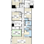 117㎡超の南東・南西角住戸。全居室6帖以上を確保し、約20.1帖のLDKには床暖房を備えています。 (間取)