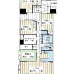 117㎡超の南東・南西角住戸。全居室6帖以上を確保し、約20.1帖のLDKには床暖房を備えています。 (間取)