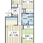 南東向きの明るいLDKは約15帖。全居室に収納を備えた、専有面積76.34㎡の機能的な3LDKです。 (間取)