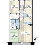 南東向き7階部分につき陽当たり良好な3LDK。専有面積77.70㎡、ゆとりある住空間です。 (間取) 南東向き7階部分につき陽当たり良好な3LDK。専有面積77.70㎡、ゆとりある住空間です。 (間取)