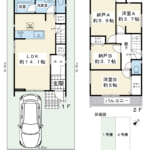 ２ＬＤＫ＋２Ｓの２階建て間取り図。全居室にクローゼット等の収納を設けた機能的なプランです。 (間取)