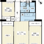 11階建の8階部分、専有面積74.76㎡の3LDK。全居室に断熱効果のあるインナーサッシを設置済。 (間取) 11階建の8階部分、専有面積74.76㎡の3LDK。全居室に断熱効果のあるインナーサッシを設置済。 (間取)