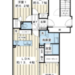 テラス付きの南西向き1階住戸。室内外の収納が充実した3LDKです。2026年8月リノベーション予定。 (間取) テラス付きの南西向き1階住戸。室内外の収納が充実した3LDKです。2026年8月リノベーション予定。 (間取)