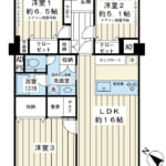 2021年10月にリノベーション実施済！専有面積84.24㎡、陽当たり良好な南西向き3LDKの間取り。 (間取)