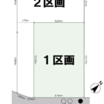【1区画】土地面積100.52㎡(約30.40坪)。建築条件なし。前面約6.0m公道に面した敷地。 (間取) 【1区画】土地面積100.52㎡(約30.40坪)。建築条件なし。前面約6.0m公道に面した敷地。 (間取)